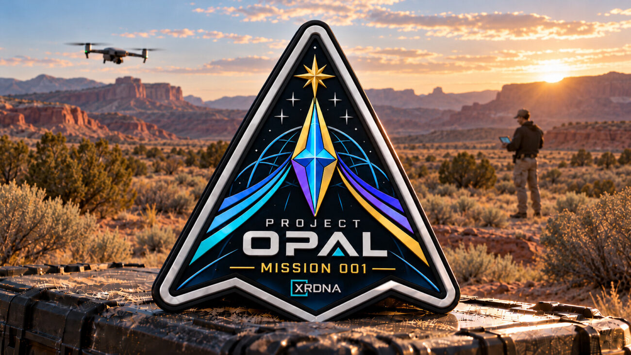 XRDNA Project OPAL mission patch with team field testing Mission Fabric.